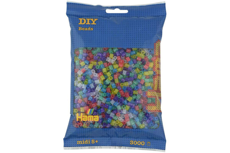 Hama midi perler 3000stk transp. glitter mix 54