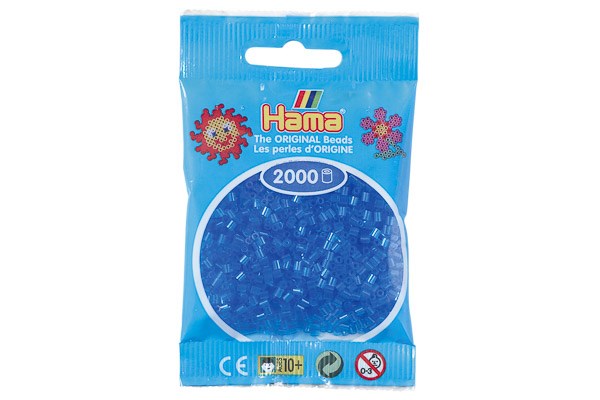 Hama mini perler 2000stk transp. blå