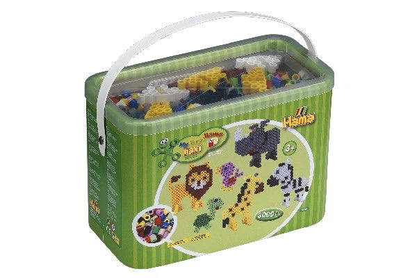HAMA Hama maxi perler 3000stk +3 plader i bøtte grøn