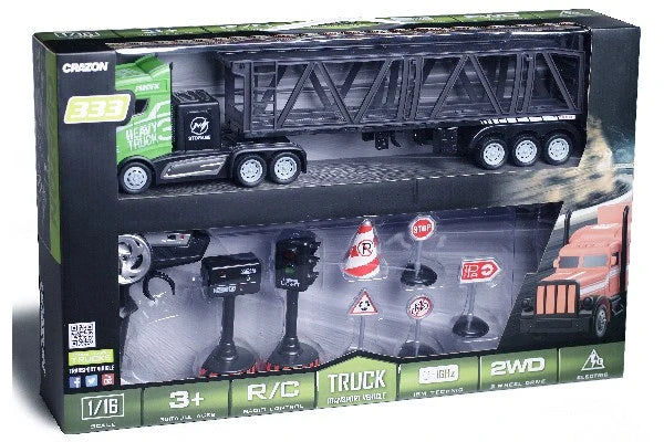 Crazon 1/16 Fjernstyret Lastbil m/hænger & skilte