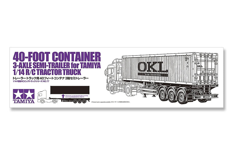 TAMIYA 56377 1/14 40-Fods Container 3-Akslet Semi-Trailer