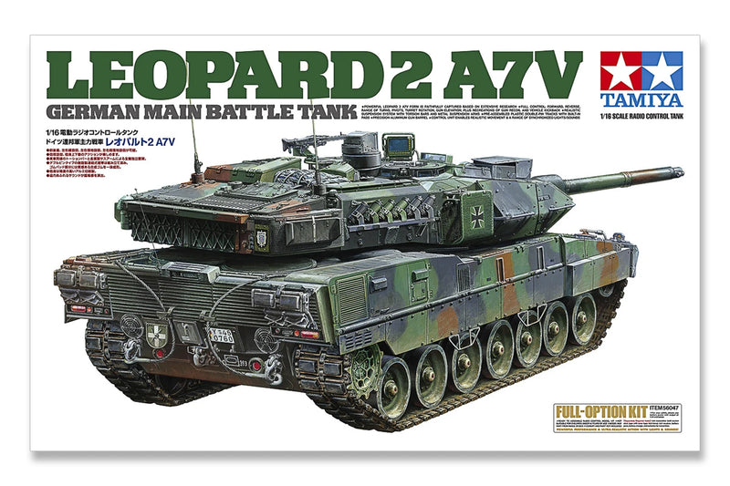 TAMIYA 56047 1/16 German Leopard 2 A7V m/Option Kit Fjernstyret Tank