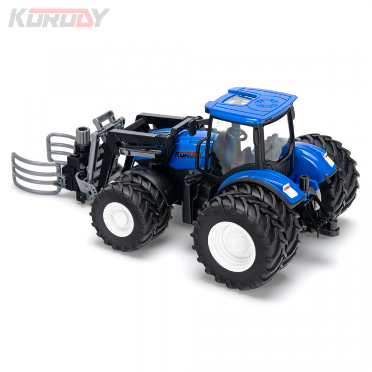 Korody 1/24 Fjernstyret traktor med dobbelt hjul og rundballeklemme