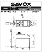 Savöx SC-0254MG Plus Servo 7,2Kg 0,14s Metal Gear