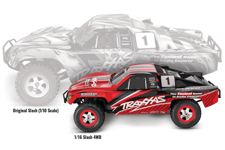 Traxxas Slash 1/16 4x4 Fjernstyret bil m. oplader/batteri (vælg farve)