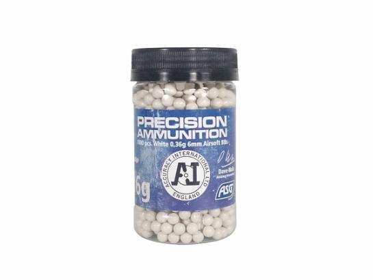 Airsoft BB, 0,36g - 1000 pcs. i flaske, hvid