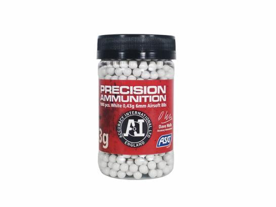 Airsoft BB, 0,43g - 1000 pcs. i flaske, hvid