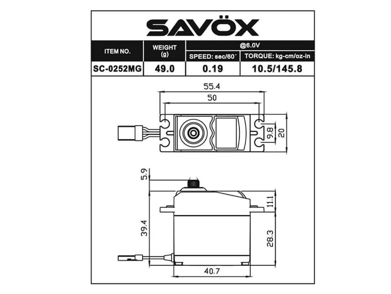 Savöx SC-0252MG Servo, Metal Gear 10,5Kg 0,19s