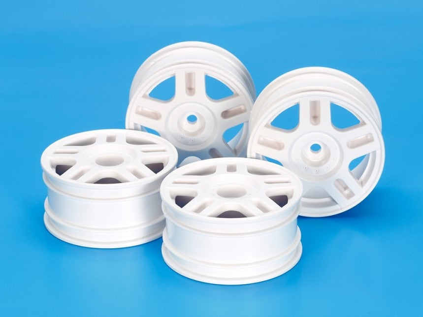 Tamiya 54674 Split 5-Spoke Wheels 26mm, hvid (4 stk)