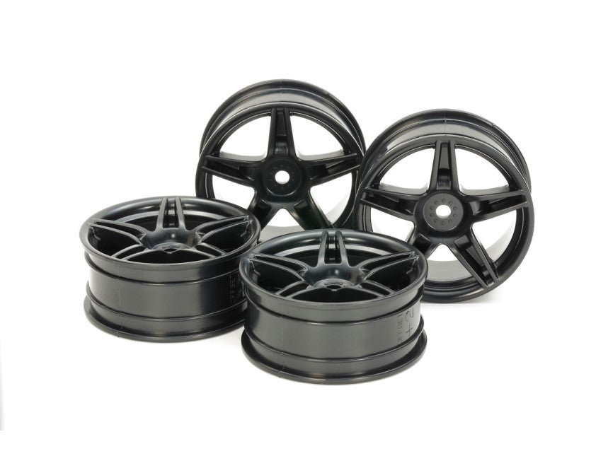 Tamiya 54853 Twin 5-Spoke Wheels 24mm, sort (4 stk)