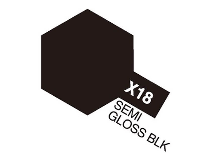 Tamiya X-18 Semi Gloss Black Maling Akryl Mini 10ml - Speedhobby.dk Alt i Fjernstyrede Biler og Tilbehør